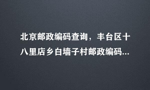 北京邮政编码查询，丰台区十八里店乡白墙子村邮政编码是多少？？