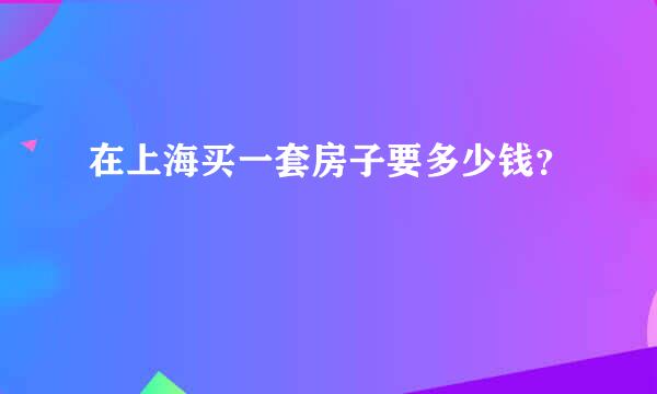 在上海买一套房子要多少钱？