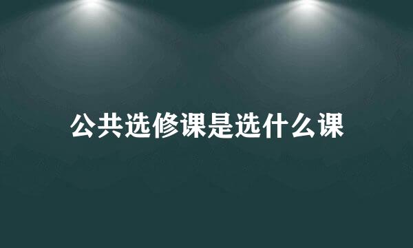 公共选修课是选什么课