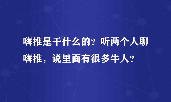 嗨推是干什么的？听两个人聊嗨推，说里面有很多牛人？