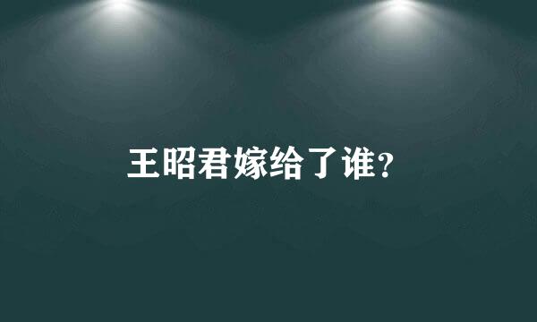 王昭君嫁给了谁？