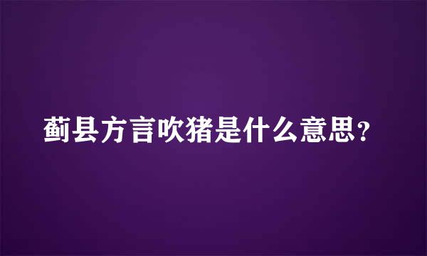 蓟县方言吹猪是什么意思？