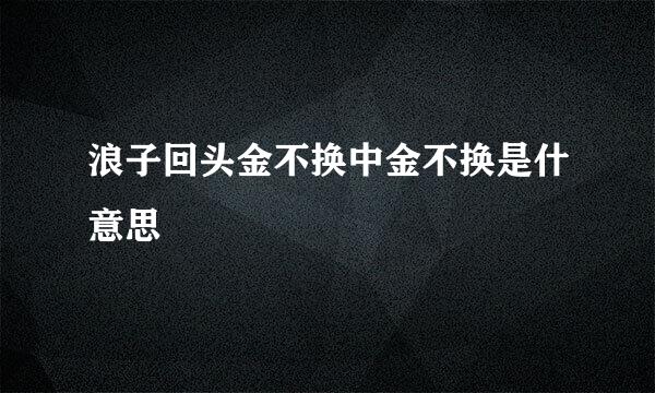 浪子回头金不换中金不换是什意思