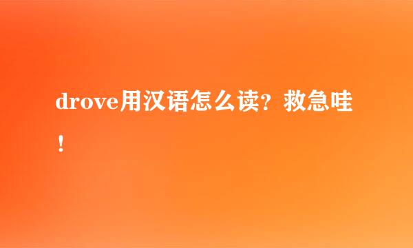 drove用汉语怎么读？救急哇！