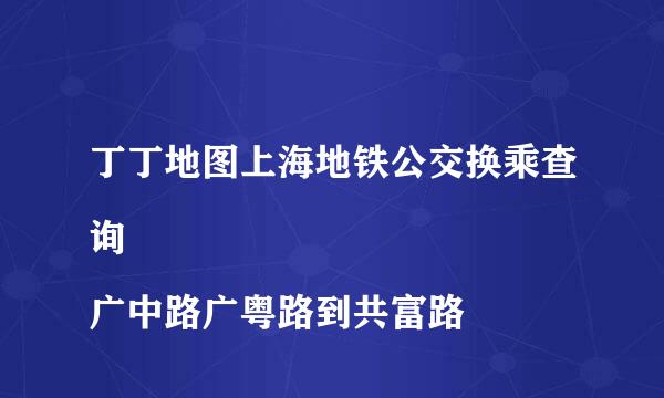 丁丁地图上海地铁公交换乘查询
广中路广粤路到共富路