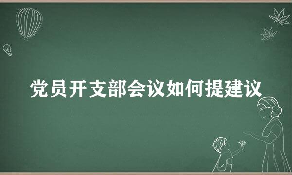 党员开支部会议如何提建议