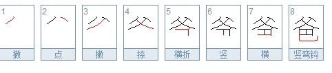 爸的笔顺笔画顺序