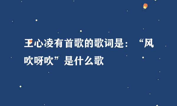 王心凌有首歌的歌词是：“风吹呀吹”是什么歌