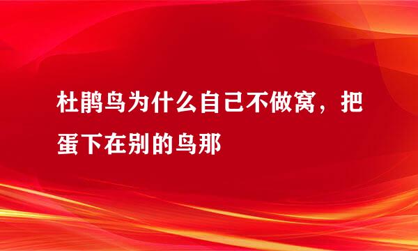 杜鹃鸟为什么自己不做窝，把蛋下在别的鸟那