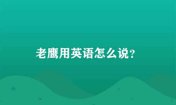 老鹰用英语怎么说？