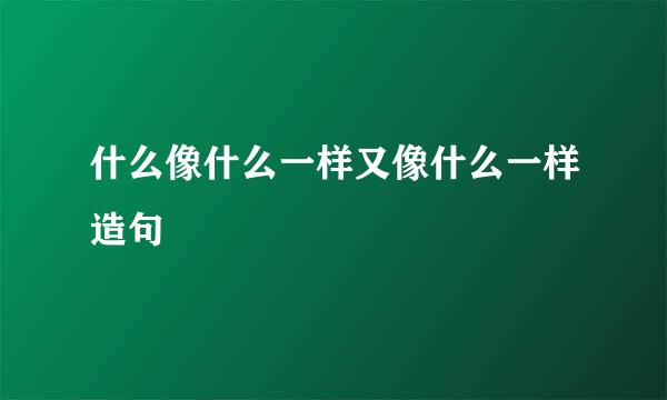 什么像什么一样又像什么一样造句