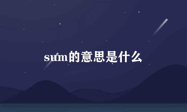 sum的意思是什么