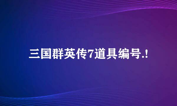 三国群英传7道具编号.!