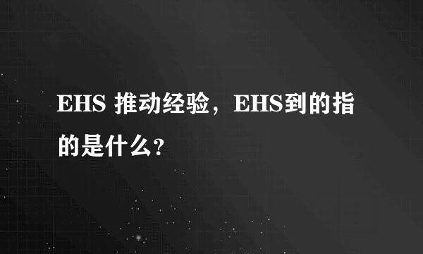 EHS 推动经验，EHS到的指的是什么？