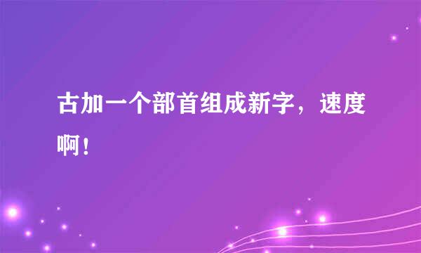 古加一个部首组成新字，速度啊！