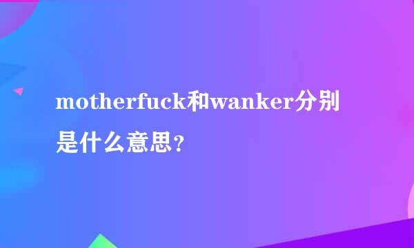 motherfuck和wanker分别是什么意思？