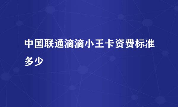 中国联通滴滴小王卡资费标准多少