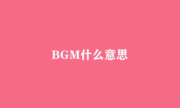 BGM什么意思