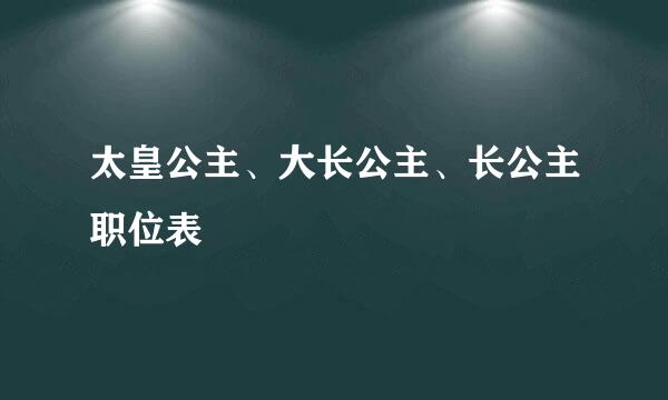 太皇公主、大长公主、长公主职位表