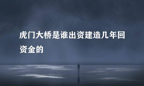 虎门大桥是谁出资建造几年回资金的