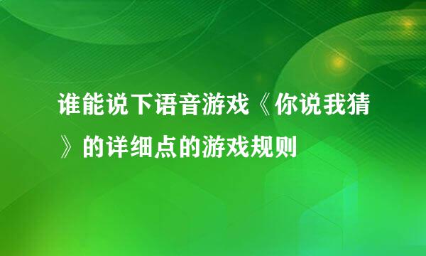 谁能说下语音游戏《你说我猜》的详细点的游戏规则