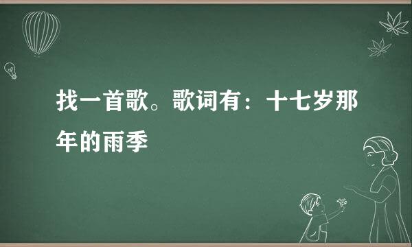 找一首歌。歌词有：十七岁那年的雨季