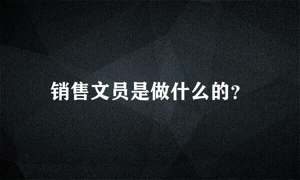 销售文员是做什么的？