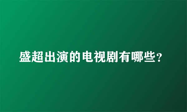 盛超出演的电视剧有哪些？