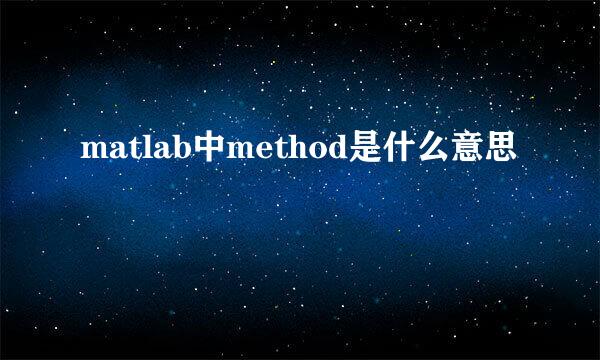 matlab中method是什么意思