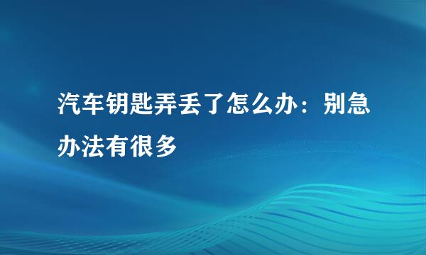 汽车钥匙弄丢了怎么办：别急办法有很多