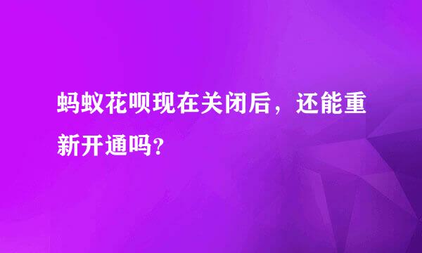 蚂蚁花呗现在关闭后，还能重新开通吗？