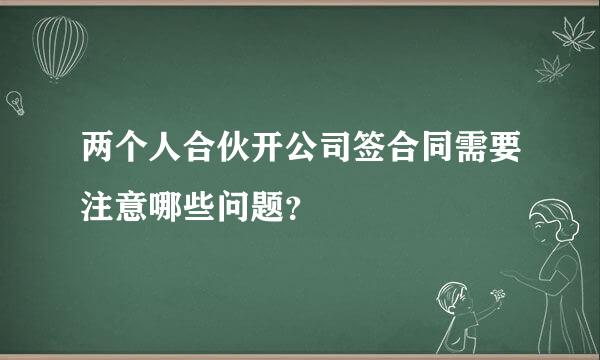 两个人合伙开公司签合同需要注意哪些问题？