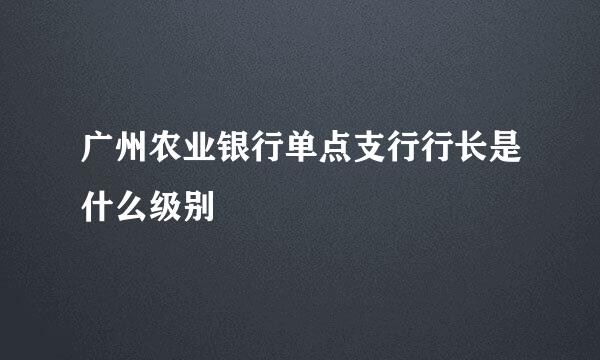 广州农业银行单点支行行长是什么级别