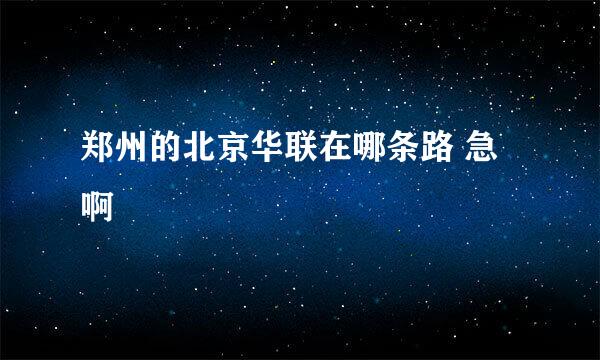 郑州的北京华联在哪条路 急啊