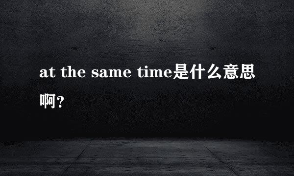 at the same time是什么意思啊？