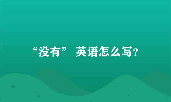 “没有” 英语怎么写？