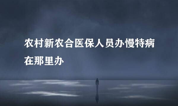 农村新农合医保人员办慢特病在那里办