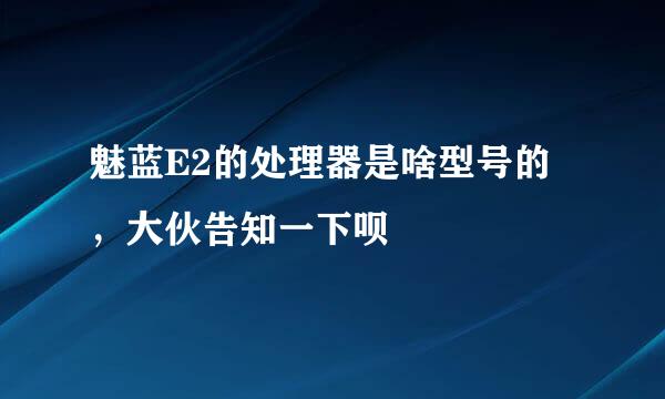 魅蓝E2的处理器是啥型号的，大伙告知一下呗