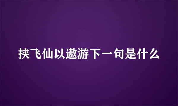 挟飞仙以遨游下一句是什么