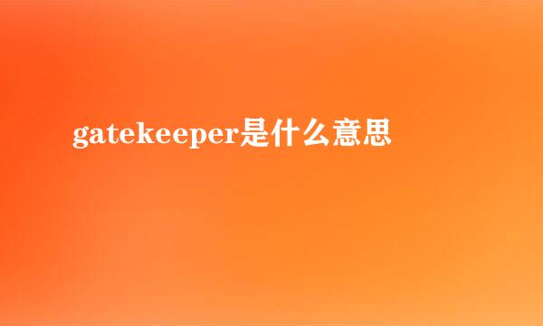 gatekeeper是什么意思