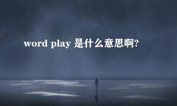 word play 是什么意思啊?