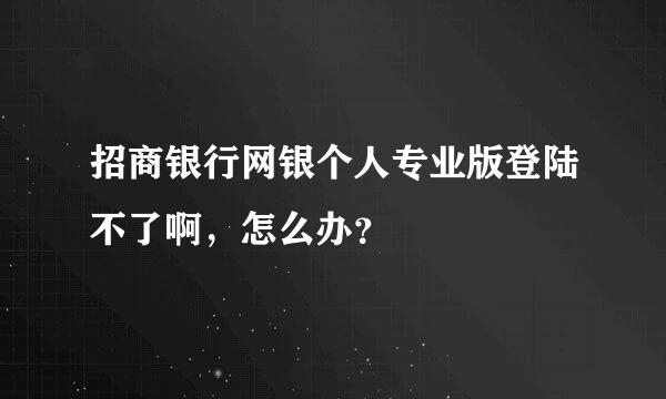 招商银行网银个人专业版登陆不了啊，怎么办？