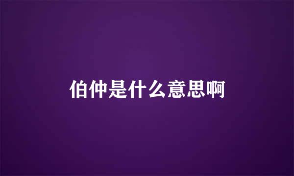 伯仲是什么意思啊