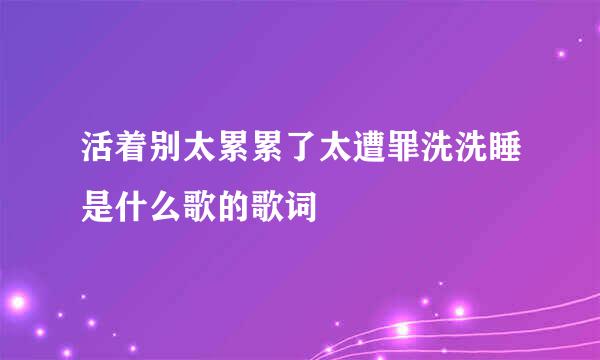 活着别太累累了太遭罪洗洗睡是什么歌的歌词