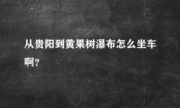 从贵阳到黄果树瀑布怎么坐车啊？