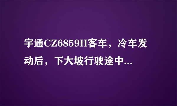 宇通CZ6859H客车，冷车发动后，下大坡行驶途中，发现发动机长时间冒蓝烟。车热后逐渐减少，为什么？