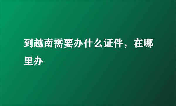 到越南需要办什么证件，在哪里办