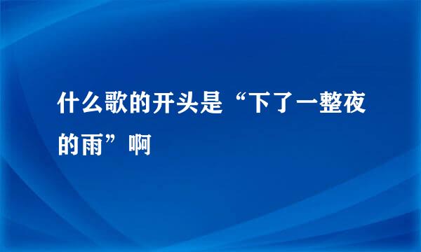 什么歌的开头是“下了一整夜的雨”啊