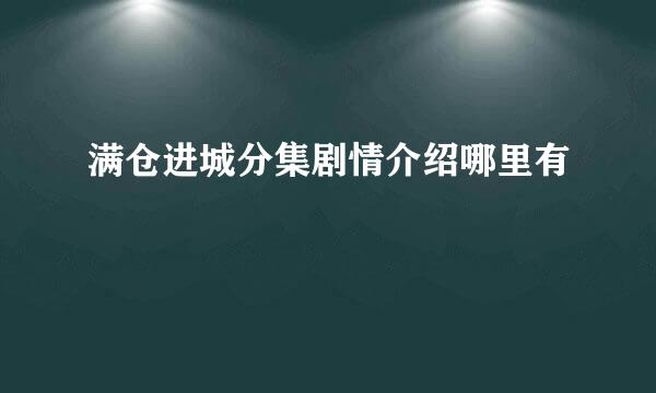 满仓进城分集剧情介绍哪里有