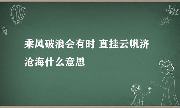 乘风破浪会有时 直挂云帆济沧海什么意思